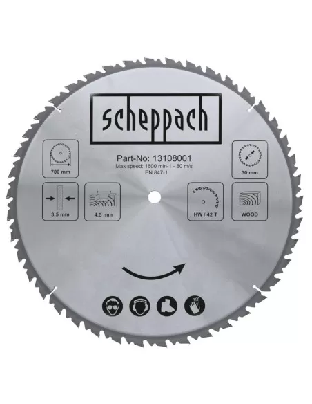 1 - Lama circolare legno 700x30x4,5mm 42t Scheppach