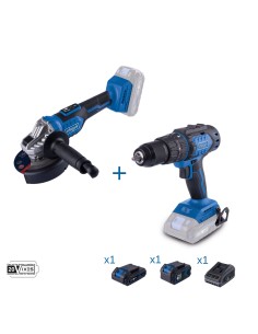 Trapano e smerigliatrice 20v con 2 batterie e caricabatteria ixes Scheppach