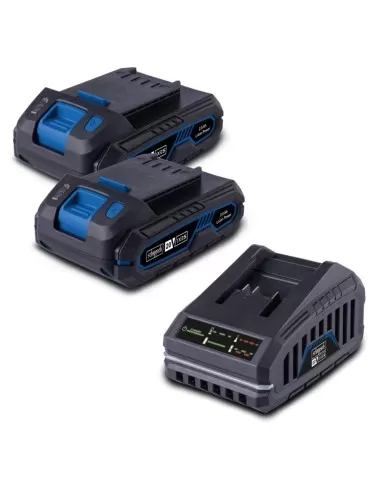 Startekit con 2 batterie 20v 2.0Ah e caricabatteria 2.4a serie ixes Scheppach