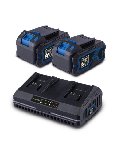 Startekit con 2 batterie 20v 4.0Ah e doppio caricatore 2.4a serie ixes Scheppach