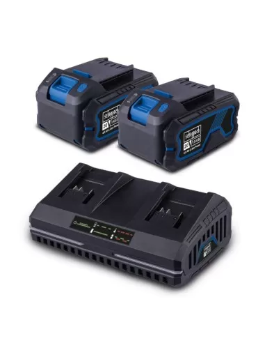 Startekit con 2 batterie 20v 4.0Ah e doppio caricatore 2.4a serie ixes Scheppach