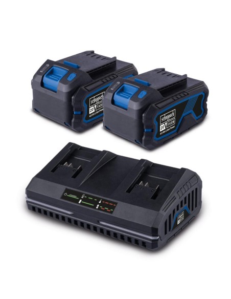Startekit con 2 batterie 20v 4.0Ah e doppio caricatore 2.4a serie ixes Scheppach