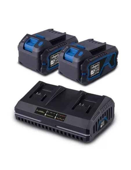 Startekit con 2 batterie 20v 4.0Ah e doppio caricatore 2.4a serie ixes Scheppach