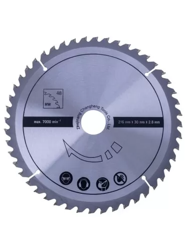 1 - Lama circolare 216 mm 48t per legno per troncatrice Scheppach hm216