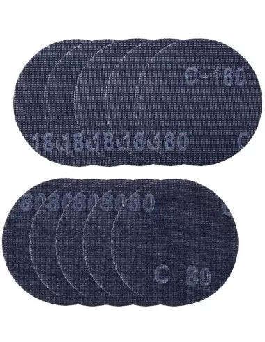1 - Kit 10 dischi abrasivi in rete 150mm 80-180 gr per levigatrici da muro Scheppach