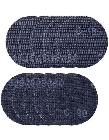 1 - Kit 10 dischi abrasivi in rete 150mm 80-180 gr per levigatrici da muro Scheppach