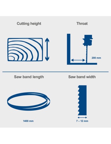 Sega a nastro Scheppach hbs25 per legno 350W 80x200 con accessori