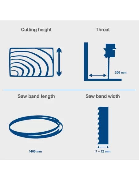 Sega a nastro Scheppach hbs25 per legno 350W 80x200 con accessori Sega a nastro Scheppach hbs25 per legno 350W 80x200 con accessori