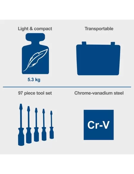 6 - Valigetta portautensili 97 pezzi Scheppach wzk120
