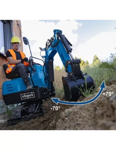 Mini escavatore 306cc compatto largo 690mm 5q Scheppach exc815