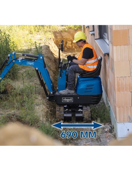 Mini escavatore 306cc compatto largo 690mm 5q Scheppach exc815
