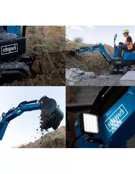 Mini escavatore 306cc compatto largo 690mm 5q Scheppach exc815