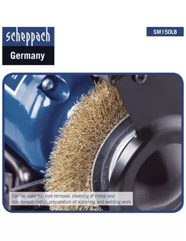 Smerigliatrice da banco mola spazzola da 6" ø150 Scheppach sm150lb luce-led 400w