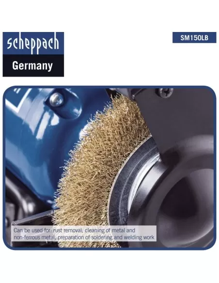 Smerigliatrice da banco mola spazzola da 6" ø150 Scheppach sm150lb luce-led 400w