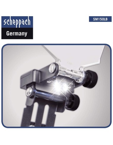 Smerigliatrice da banco mola spazzola da 6" ø150 Scheppach sm150lb luce-led 400w