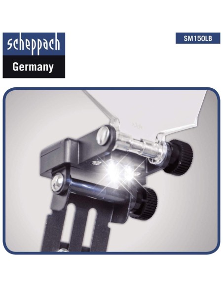 Smerigliatrice da banco mola spazzola da 6" ø150 Scheppach sm150lb luce-led 400w