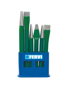 1 - Serie 6 scalpelli punzoni e bulino con supporto in plastica Fervi 0127