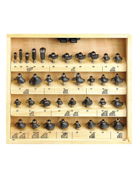 1 - Set 35 frese per fresatrici verticali gambo 6 mm Fervi 0830