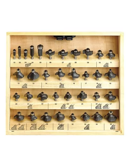 1 - Set 35 frese per fresatrici verticali gambo 6 mm Fervi 0830