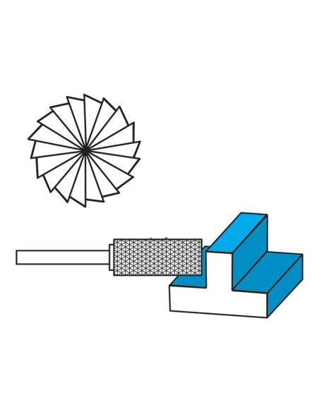 3 - Lima rotativa hm cilindrica incrociato 10x20 mm gambo 6 Fervi b10dc6