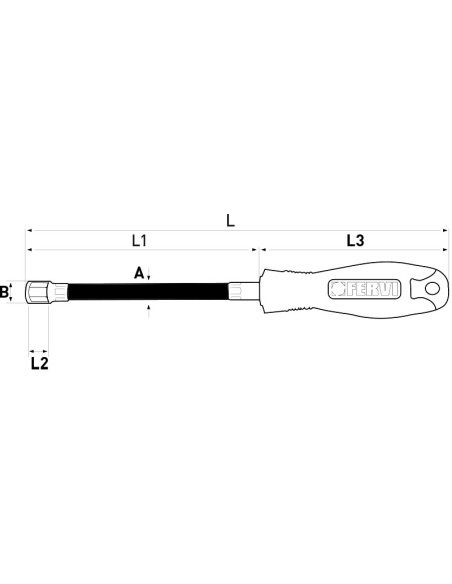 Cacciavite porta inserti flessibile magnetico 1/4 Fervi pif1