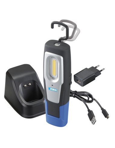 2 - Lampada a led ricaricabile con base magnetica Fervi 0693a