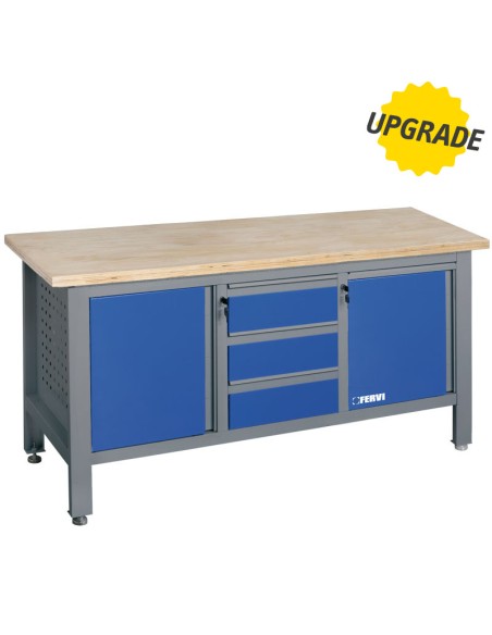 1 - Banco da lavoro con piano in legno e cassettiera 1690 mm Fervi b009/b2