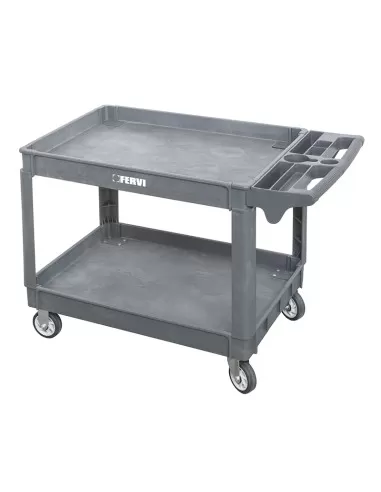 Carrello in polipropilene a 2 vasche con 2 ruote fisse e 2 girevoli Fervi c075/2