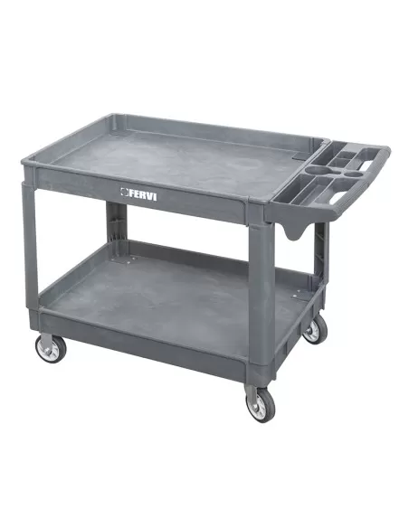 Carrello in polipropilene a 2 vasche con 2 ruote fisse e 2 girevoli Fervi c075/2