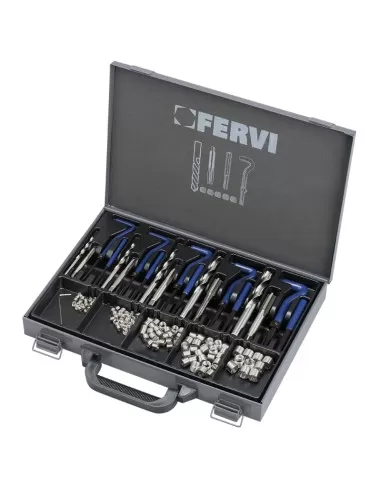 1 - Kit assortimeno riparazione filetti bsf 1/4-1/2 inox 115 pz Fervi e011/bsf