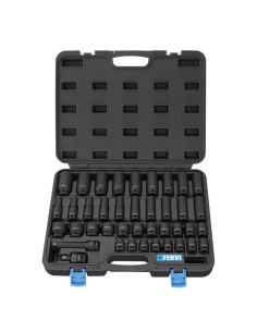 Serie 40 chiavi a bussola 1/2 corte e lunghe ad impatto 9-30 mm Fervi i340