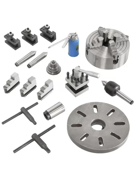 4 - Tornio parallelo con inverter 38mm motore 230v ferro metallo Fervi t940/230vi