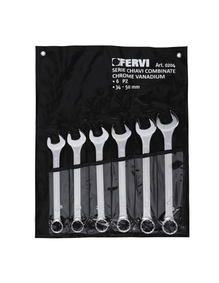 Set 6 pz chiavi fisse cromate lucidate a specchio 34-50 mm Fervi 0204