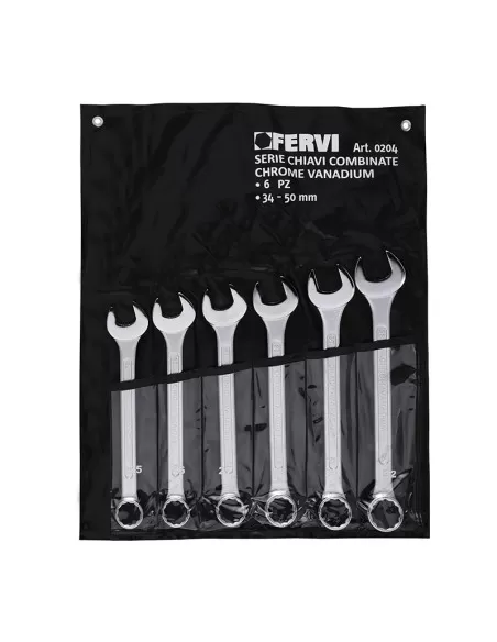 1 - Set 6 pz chiavi fisse cromate lucidate a specchio 34-50 mm Fervi 0204