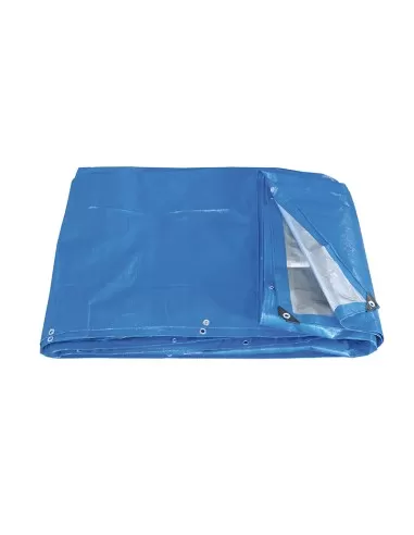 Telo in polietilene bicolore grigio e blu con anelli pesante 5x8 mt Fervi 0283