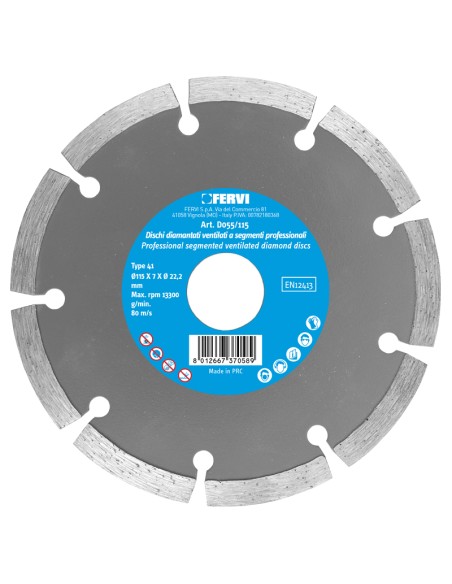 1 - Disco diamantato a segmenti professionali 115 mm Fervi d055/115