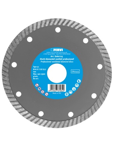 1 - Disco diamantato turbo 115 mm professionale Fervi d060/115