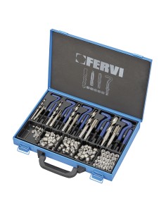 Kit assortimeno riparazione filetti m6-m14 inox valigetta 125 pz Fervi e010b
