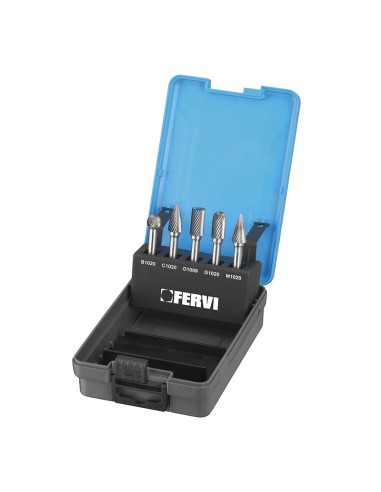 1 - Serie 5 pz lime rotative hm singolo 10x20 mm gambo 6 Fervi f008sc