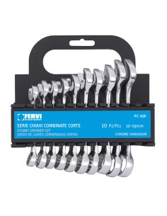 Serie chiavi combinate corte 10-19 mm Fervi 0196