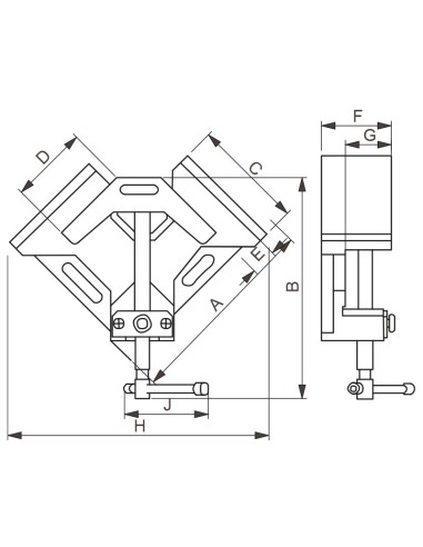 Morsa ad angolo per saldare profilati a 90 gradi angolare Fervi 0205