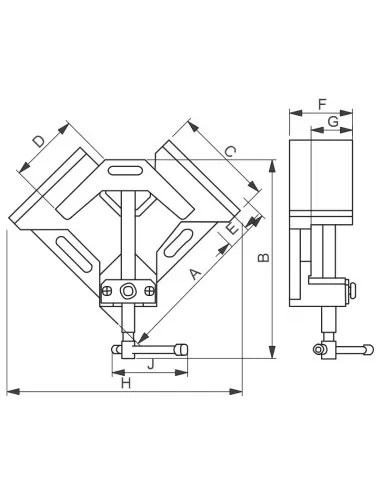 2 - Morsa ad angolo per saldare profilati a 90 gradi angolare Fervi 0205