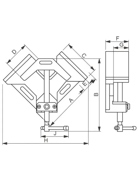 2 - Morsa ad angolo per saldare profilati a 90 gradi angolare Fervi 0205