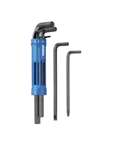 1 - Set 8 chiavi esagonali 2-10 mm con manico multiuso Fervi 0558/ge