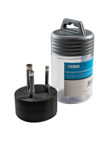 1 - Serie 3 pz frese diamantate per trapano per gres 6-10 mm Fervi p031/03s