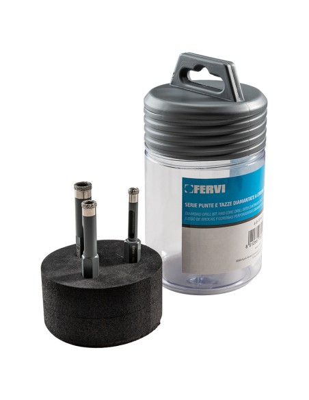 1 - Serie 3 pz frese diamantate per trapano per gres 6-10 mm Fervi p031/03s