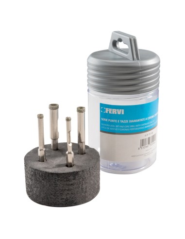 1 - Serie 4 pz punte diamantate per smerigliatrice per gres 4-10 mm Fervi p035/04s