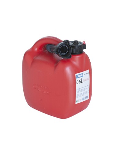 1 - Tanica in plastica rossa 5 lt per benzina gasolio con beccuccio Fervi 0660/05