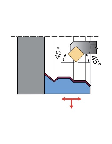 3 - Utensile x interno 45 gradi 16 x 15 mm x tornio metallo Fervi ssscr16