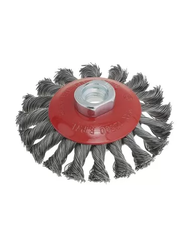 1 - Spazzola conica a mazzetti acciaio inox ritorti 100 mm attacco m14 Fervi scr100i